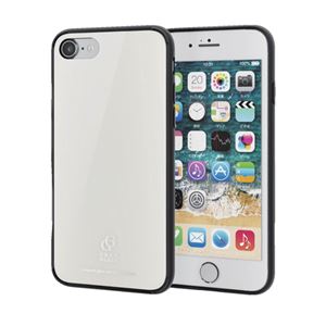 （まとめ）エレコム iPhone 8/ハイブリッドケース/ガラス/背面カラー/ホワイト PM-A17MHVCG3WH【×2セット】