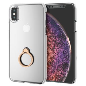 （まとめ）エレコム iPhone XS/シェルカバー/リング付/ゴールド PM-A18BPVRGD【×2セット】