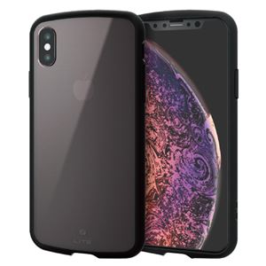 （まとめ）エレコム iPhone XS/TOUGH SLIM LITE/クリア/ブラック PM-A18BTSLCBK【×2セット】