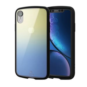 （まとめ）エレコム iPhone XR/TOUGH SLIM LITE/クリア/ブルー×イエロー PM-A18CTSLCG1【×2セット】