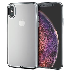 （まとめ）エレコム iPhone XS/ソフトケース/サイドメッキ/シルバー PM-A18BUCTMSV【×2セット】