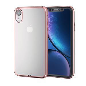 （まとめ）エレコム iPhone XR/ソフトケース/サイドメッキ/ローズゴールド PM-A18CUCTMPN【×2セット】