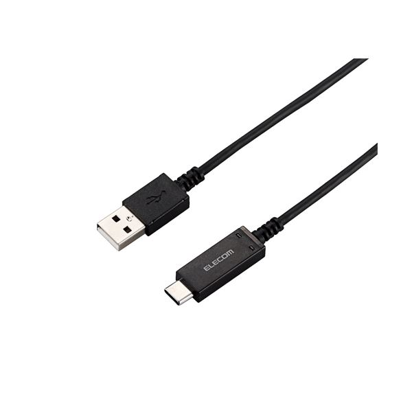（まとめ）エレコム スマートフォン用USBケーブル/USB2.0/（Type-C-Aメス）/認証品/温度検知機能付/1.8m/ブラック MPA-AC18SNBK(×2セッ