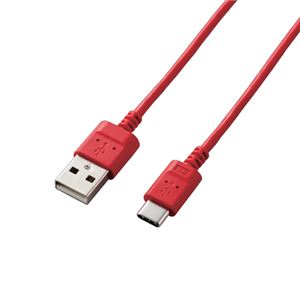 （まとめ）エレコム スマートフォン用USBケーブル/USB（A-C）/認証品/スリムカラフル/2.0m/レッド MPA-ACXCL20NRD【×2セット】