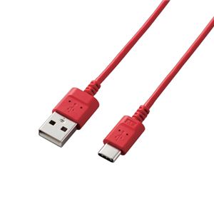 （まとめ）エレコム スマートフォン用USBケーブル/USB（A-C）/認証品/スリムカラフル/0.3m/レッド MPA-ACXCL03NRD【×5セット】