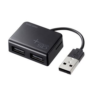 （まとめ）サンワサプライ カードリーダー付きUSB2.0ハブ（ブラック） USB-2HC319BK【×5セット】