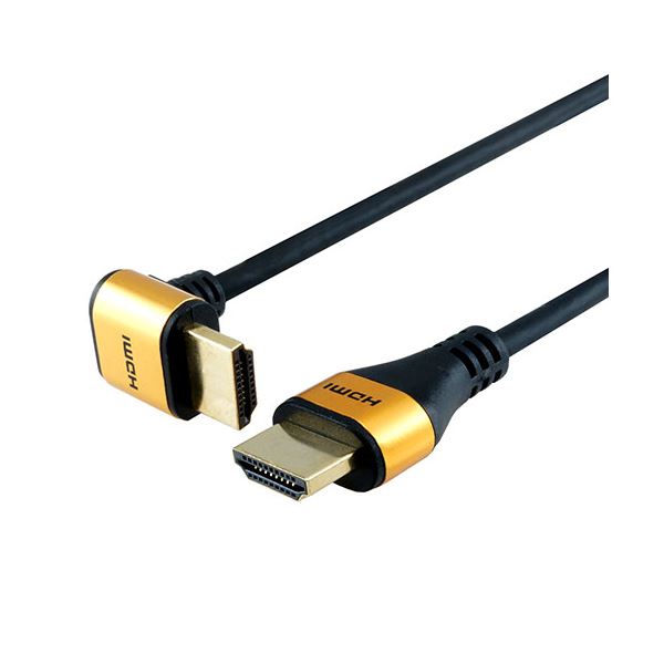 (まとめ) ホーリック HDMIケーブル L型90度 1m ゴールド HL10-565GD (×2セット) b04
