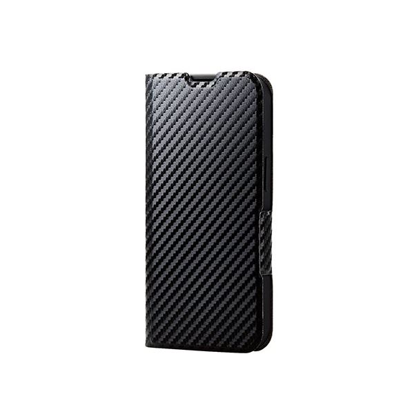 エレコム iPhone 13 Pro ソフトレザーケース 薄型 磁石付き ブラック(カーボン調) PM-A21CPLFUCB b04