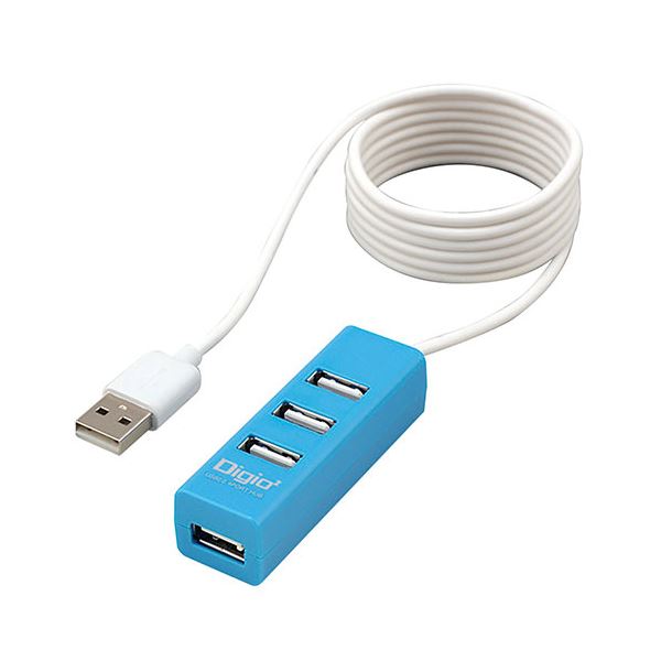 【商品名】 【3セット】 ナカバヤシ USB2.0 4ポートハブ 120cm ブルー UH-2614BLX3 【ジャンル・特徴】 ケーブル一体型4ポートUSBハブ。ロングケーブル120cm。 [ UH