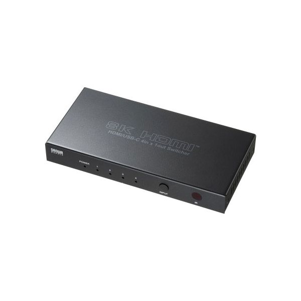 【商品名】 サンワサプライ 8K対応HDMI切替器 4入力1出力 Type-C入力対応 リモコン付き ブラック SW-HDR8K41RC [ SW-HDR8K41RC ] 関連ワード:AV・デジモノ 
