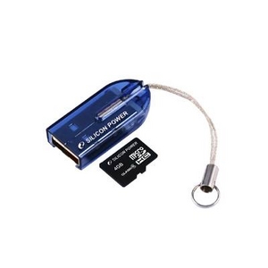 SILICON POWER(VRp[) Micro SDHCJ[h 4GB + USB[_[