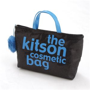 kitson(�L�b�g�\��) �o�b�Oin�o�b�O GLITTER MATERIAL COSMETIC BAG KSG0167�EBlack�~Blue