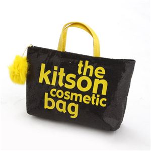 kitson(�L�b�g�\��) �o�b�Oin�o�b�O GLITTER MATERIAL COSMETIC BAG KSG0168�EBlack�~Yellow