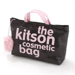 kitson(�L�b�g�\��) �o�b�Oin�o�b�O GLITTER MATERIAL COSMETIC BAG KSG0170�EBlack�~L�E.Pink