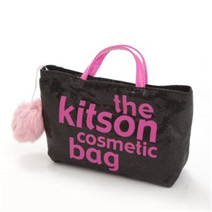 kitson(�L�b�g�\��) �o�b�Oin�o�b�O GLITTER MATERIAL COSMETIC BAG KSG0171�EBlack�~Hot�EPink