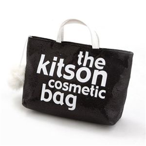 kitson(�L�b�g�\��) �o�b�Oin�o�b�O GLITTER MATERIAL COSMETIC BAG KSG0173�EBlack�~White