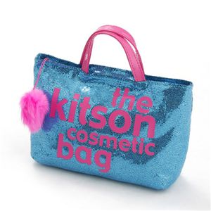 kitson(�L�b�g�\��) �o�b�Oin�o�b�O GLITTER MATERIAL COSMETIC BAG KSG0174�EBlue�~Pink