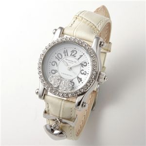 Alessandra Olla(アレサンドラオーラ) ハートチャーム付きレディースウォッチ AO-4100IV/アイボリー