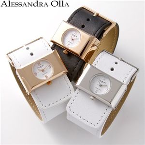 Alessandra Olla(アレサンドラ オーラ) レディース レザーベルトウォッチ  AO-13000-6/ピンクゴールド×ブラック