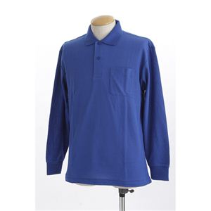 ビッグサイズポケット長袖ポロシャツ ロイヤルブルー 3Lサイズ - 拡大画像