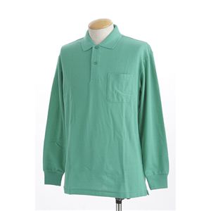 ビッグサイズポケット長袖ポロシャツ グリーン 3Lサイズ 商品写真