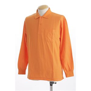 ビッグサイズポケット長袖ポロシャツ オレンジ 3Lサイズ - 拡大画像