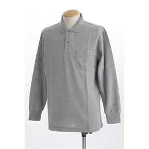 ビッグサイズポケット長袖ポロシャツ 杢 グレー Lサイズ 商品画像
