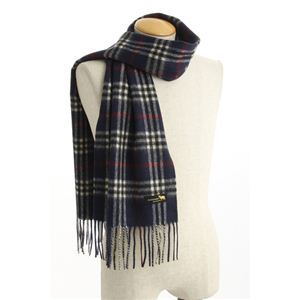 ラムウールマフラー 【チェック】ネイビー - 拡大画像