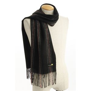 ラムウールマフラー 【ストライブ】ブラック