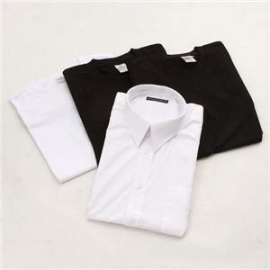 ホワイト長袖ワイシャツ2枚+ホワイト Tシャツ1枚+黒 Tシャツ2枚 M 【 5点お得セット 】  商品写真2