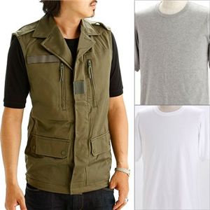 フランス軍放出 F2ベストデットストック&5分袖Tシャツセット グレー XL