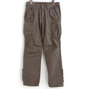 ロールアップコンシールジッパーポケットパンツ グレーブラウン L - 拡大画像