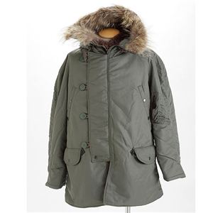 HOUSTON(ヒューストン) N-3Bフライトジャケット リアルラクーンファー セージ Sサイズ