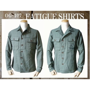 ファーティングシャツレプリカ OG-107オリーブプリント 15 1/2(L)