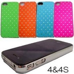 PUストーン付アイフォンケース グリーン