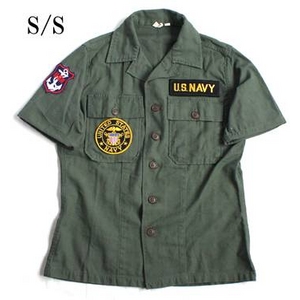 USタイプ OG-107 ファティーグシャツ カスタム NAVY　半袖　13　1/2（レディースフリー） - 拡大画像