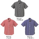 クールマックスボタンダウンショートスリーブチェックシャツ　CB1274　ホワイト/ネイビー Sサイズ　