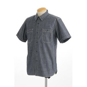 シャンブレー半袖シャツ　CB1271　シャブレーブルー　　XLサイズ