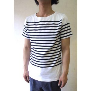 フランスタイプ ボーダーシャツ 半袖 3色 JT043YN ホワイト×ネイビー M 【 レプリカ 】  - 拡大画像