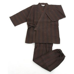 纏（まとい）織作務衣 141-1905 濃茶モカ Lサイズ - 拡大画像