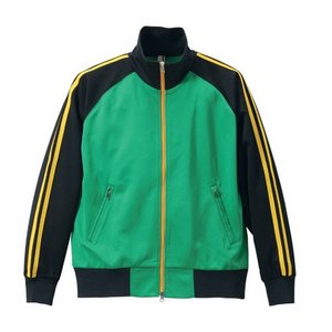 ライン入りジャージ　ラグランスリーブジャケット　CB1995 グリーン/イエロー  L