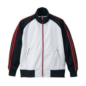 ライン入りジャージ　ラグランスリーブジャケット　CB1995 ホワイト/レッド  XS