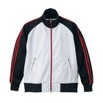 ライン入りジャージ　ラグランスリーブジャケット　CB1995 ホワイト/レッド  XS