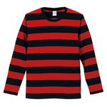 ボールドボーダーロングスリーブＴシャツ　CB5519　ブラック＆レッド   L