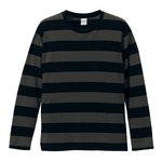 ボールドボーダーロングスリーブＴシャツ　CB5519　ブラック＆チャコール  M