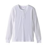 ワッフルヘンリーネックロングスリーブＴシャツ　　CB5489　ホワイト　M
