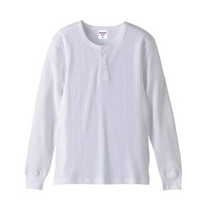 ワッフルヘンリーネックロングスリーブＴシャツ　　CB5489　ホワイト　L