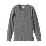ワッフルヘンリーネックロングスリーブＴシャツ　　CB5489　ヘザー  XL