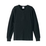 ワッフルヘンリーネックロングスリーブＴシャツ　　CB5489　ブラック  M
