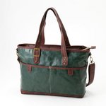 B4が入る合成皮革トートバック　BAG012　ダークグリーン